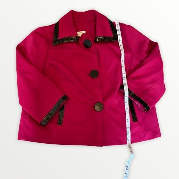 DRESSBARN Pink Crop Blazer Faux Patent LeatherTrim - Picture 6 of 8